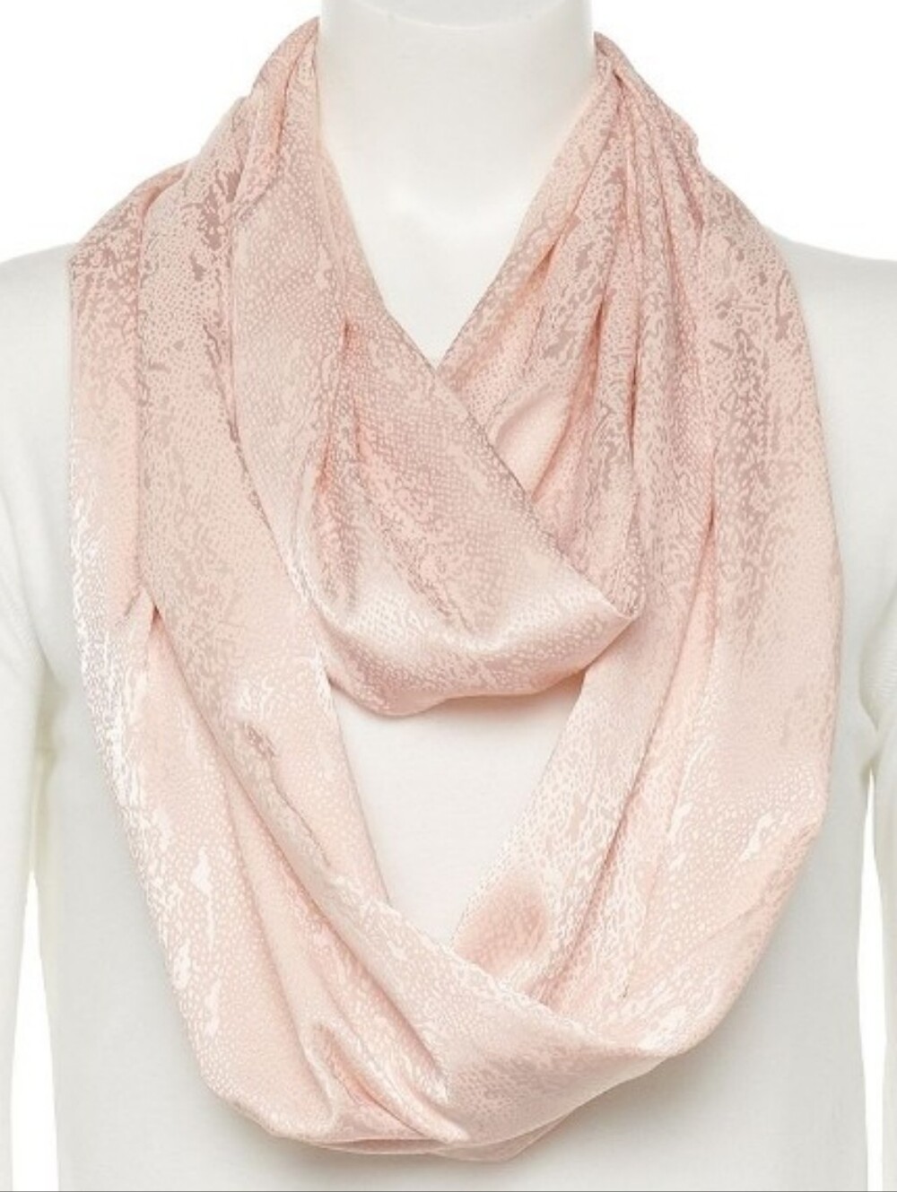 Apt. 9 Infinity Loop Scarf Blush Pink Metallic Snakeskin Texture NWT!